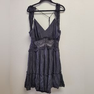 Entro‎ Summer Dress Black Lace and Ruffle Size L